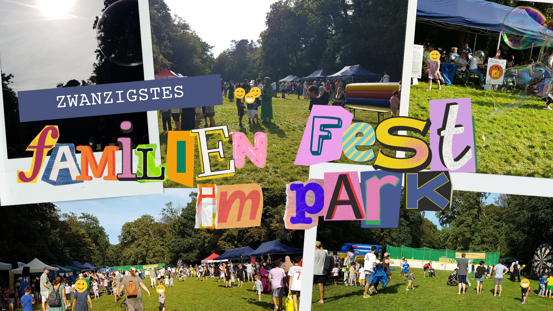 Collage Menschen bei Fest im Park